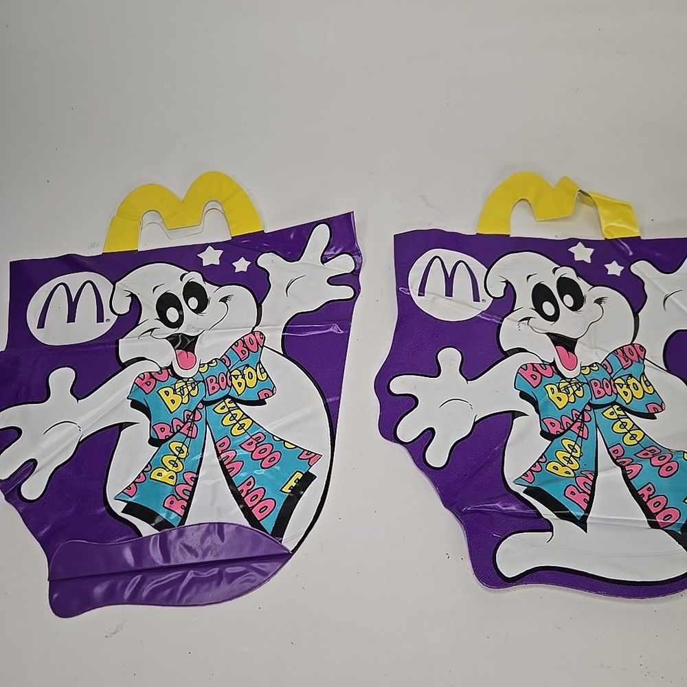 McDonalds Halloween Vinyl Trick or Treat Bag Vintage 1990 Ghost Boo Purple 11"